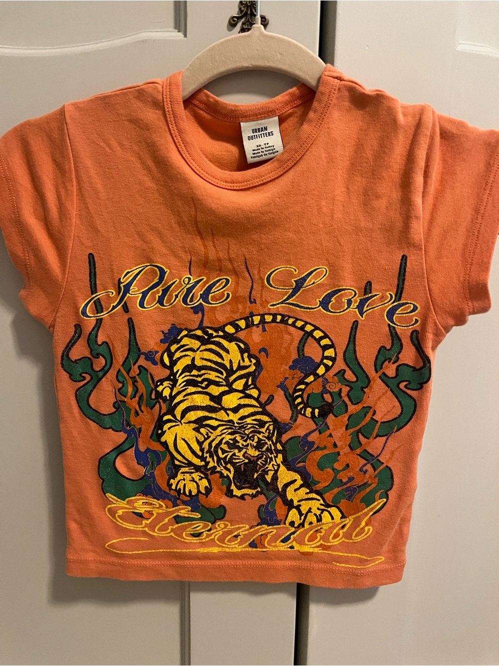 Urban Outfitters Orange Kids Tee with Yellow Tiger Graphic